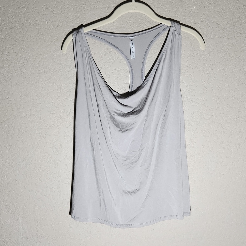 Fabletics Top Racerback Size M Womens Tank Top Gray Oversized Slouch Front
